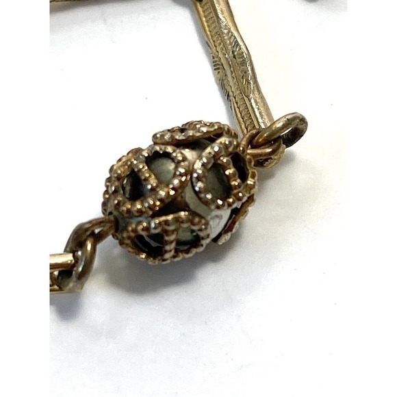 Necklace Vintage Caged Pearls Gold Tone Metal Beads Linked 30” - Picture 10 of 16